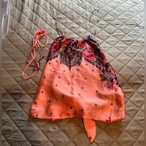 Intimately Free People scarf print chain strap halter top size L